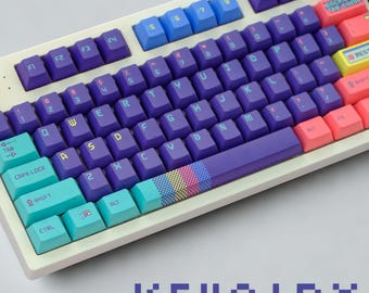 Colorful Purple Gaming Keycap Set – 129 Keys, Cherry Profile PBT, Dye-Sub Legends, Compatible with MX Mechanical Keyboards