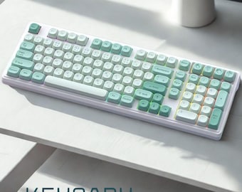 Mint Japanse keycap-set: 125 PBT MOA-profiel voor MX-toetsenborden