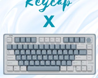 Korean PBT Keycaps: Cherry Profile, Double Shot, Blue & White Keyboard Keys