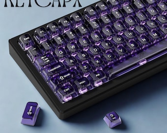 115-Key Purple Transparent Keycaps: Crystal Clear PC RGB Shine-Through Set for MX Mechanical Keyboards