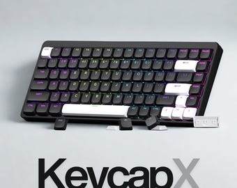 Slim Low Profile Shine Through Keycap Set, RGB Backlit PBT Double Shot Keycaps Set