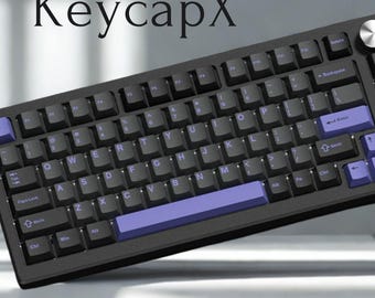 Black Purple Keycaps Set– PBT Double Shot Cherry Profile Side print RGB Backlit