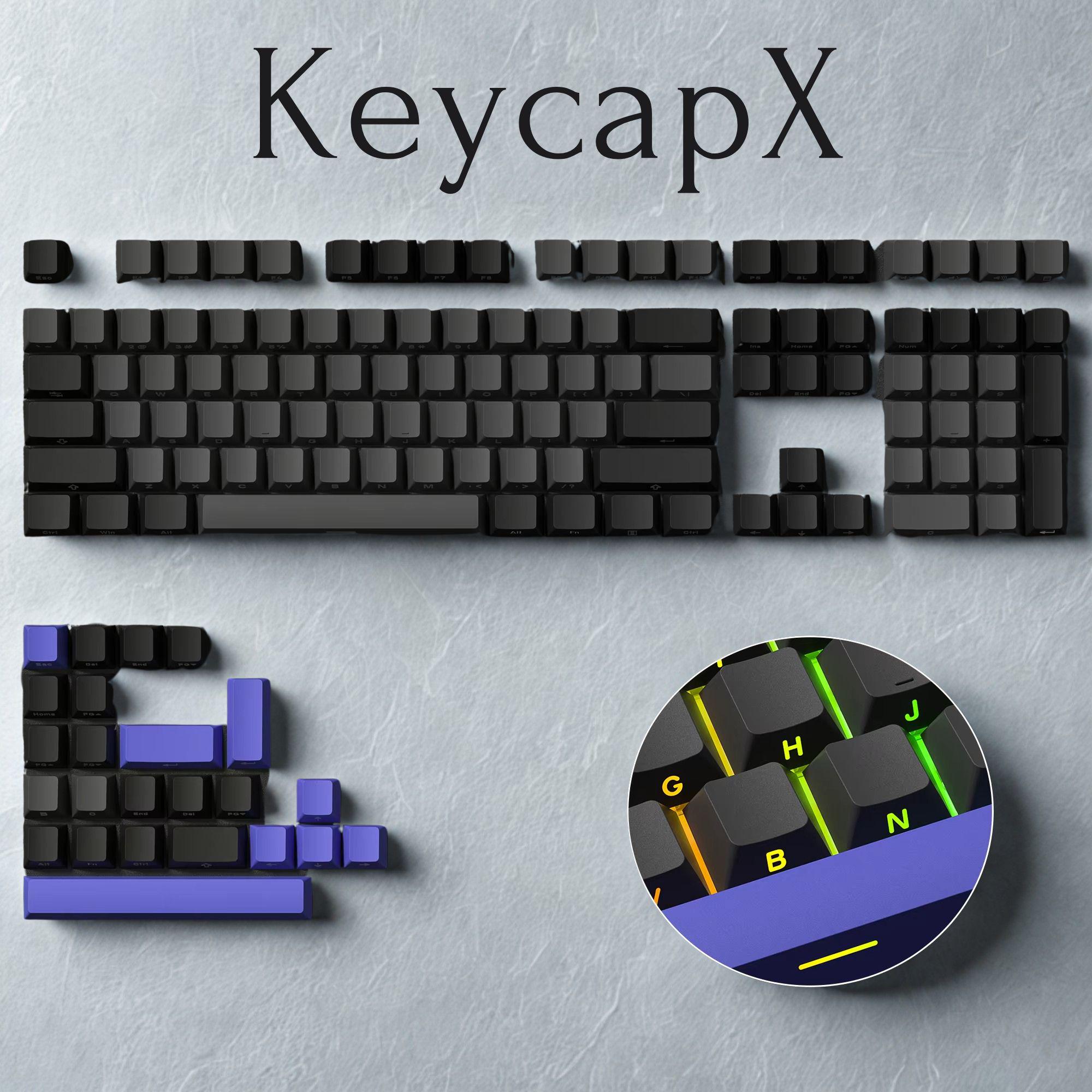 Black Purple Keycaps Set– PBT Double Shot Cherry Profile Side