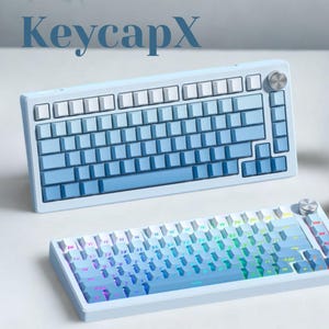 Blue Gradient Keycap Set RGB Backlit: PBT 136-Key Side-Printed Cherry Profile