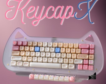 Kawaii Cat Keycap Set: 148-Key PBT, MAO Profile, Pink Keyboard Keys