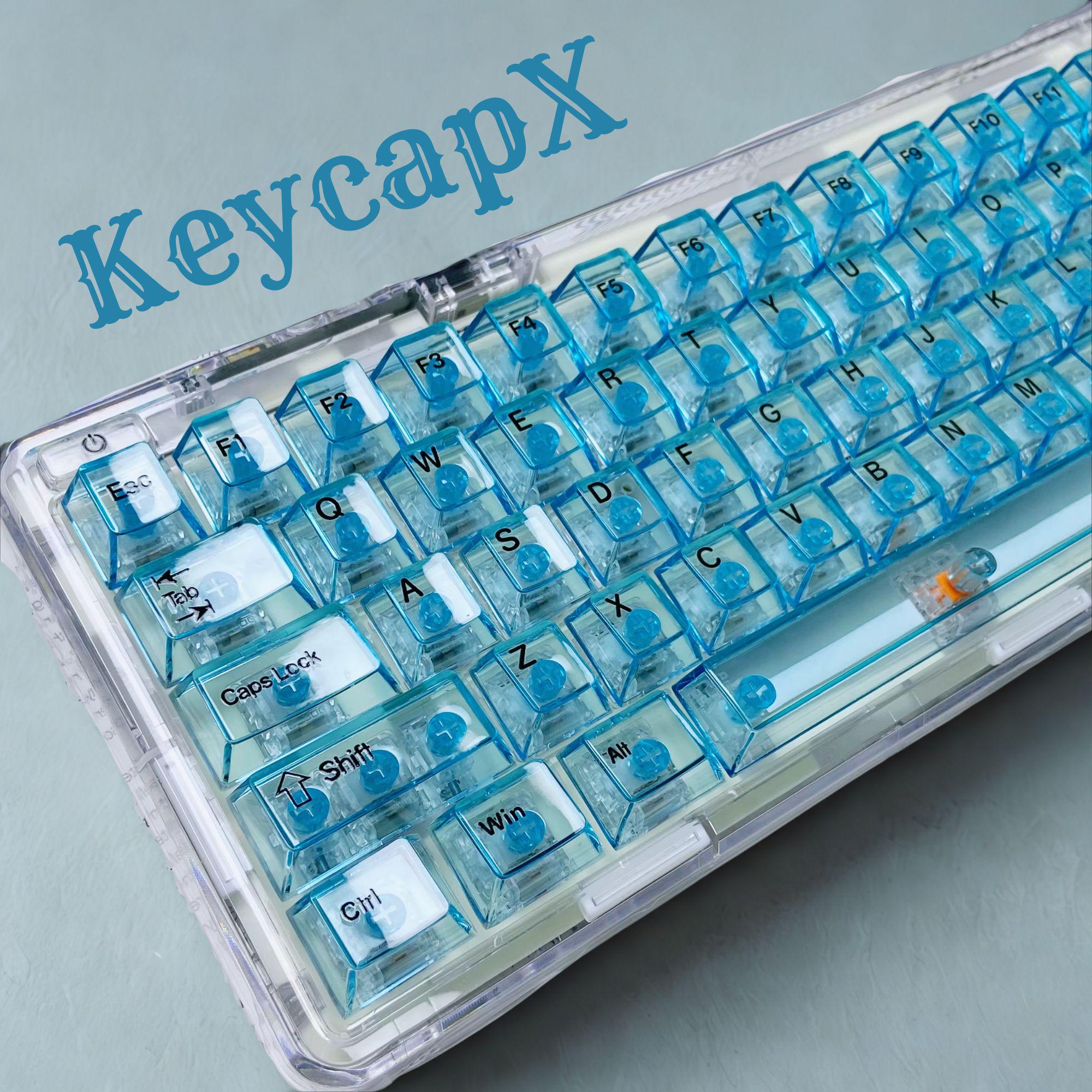 Blue Ice Transparent Keycap Set – Crystal Clear Cherry Profile PC ...