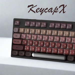 132-Key Round Keycap Set – Blue / Green / Red / Pink PBT Double-Shot Retro Typewriter Style for MX Mechanical Keyboards