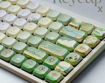 120-Key Low Profile Green PBT Keycaps: 5-Side Dye Sublimation, Slim MX Mechanical Keyboard Set