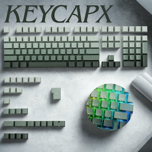 Gradient Green Keycap Set: Side-Print PBT, Cherry Profile, RGB Backlit Shine Through