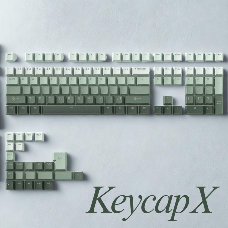 Juego de teclas verde degradado: 132 teclas PBT de doble inyección, teclas RGB brillantes, perfil Cherry para teclados mecánicos MX imagen 6