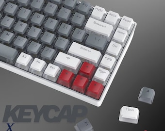 Pudding Keycap Set 165 toetsen – witte en grijze RGB Shine-Through Double-Shot OEM-profiel voor GK61, Keychron, Anne Pro 2, 75% toetsenborden