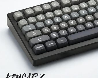 Grey Gradient Keycaps Set 130 Keys: MOA Profile Keycaps for ANSI ISO Mx Mechanical Keyboard, Pbt Dye Sub
