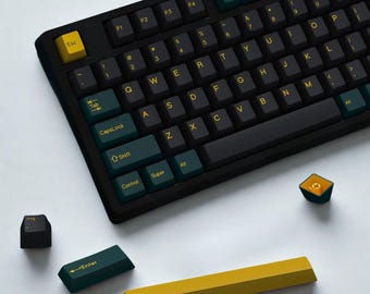 Green PBT Doubleshot Keycap Set: OEM Profile Custom Mechanical Keyboard ANSI Layout
