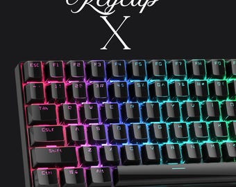 Juego de teclas Black Crystal con brillo: teclas translúcidas de PC con perfil OEM y retroiluminación RGB