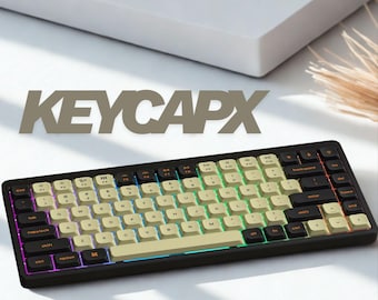 Low Profile PBT Keycap Set: Black & White, MX Compatible, Gamer Keycaps
