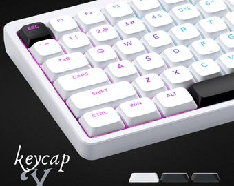 RGB Backlit, Low Profile PBT Keycap Set: Shine-Through Black & White, 127 Keys