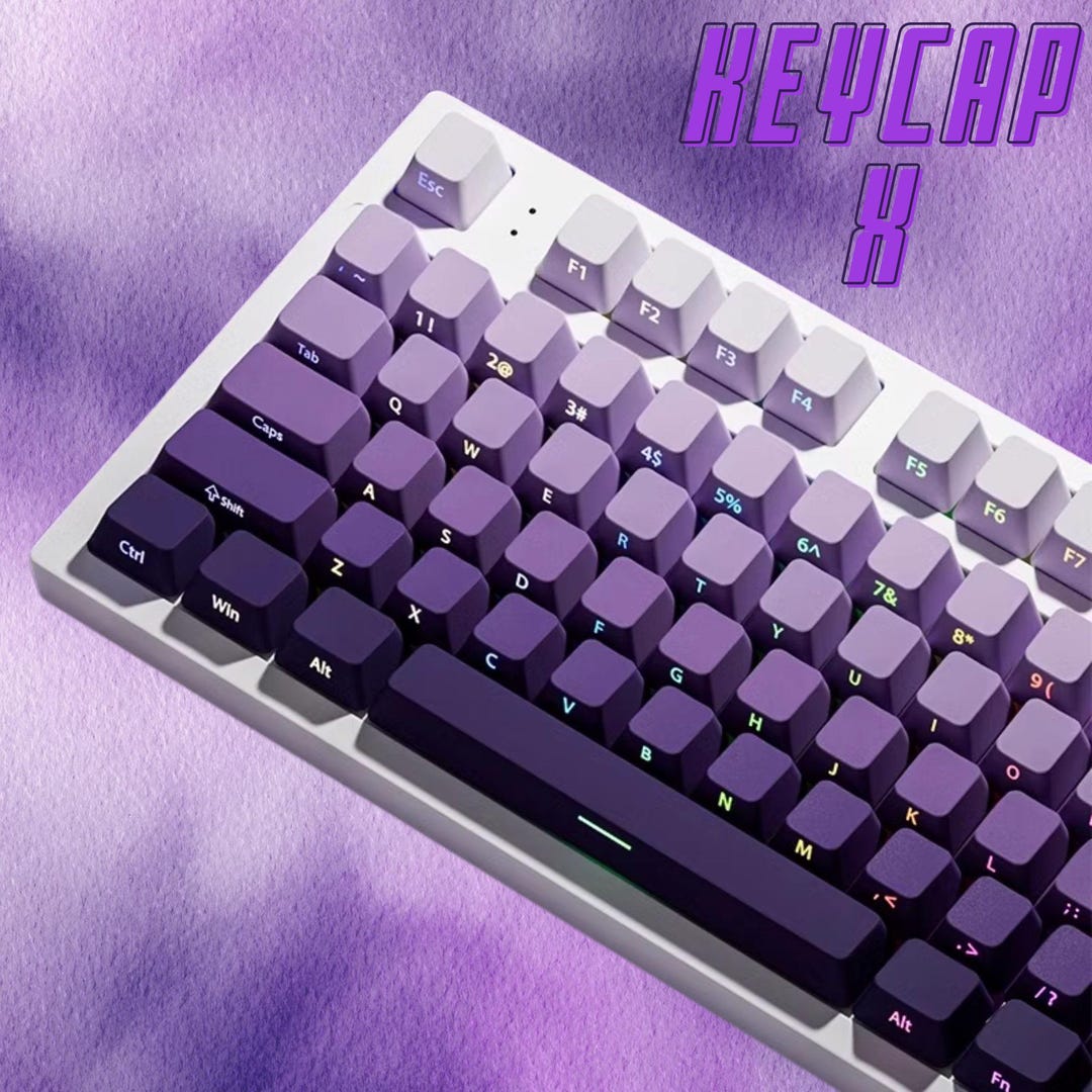 Purple Keycaps Set PBT Double-shot – Side-printed RGB Shine-through ...