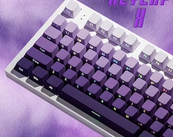 Juego de teclas moradas PBT de doble inyección con retroiluminación RGB brillante impresa en el lateral para teclados mecánicos Cherry MX