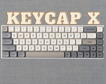 Japanese Keycaps, XDA Profile PBT Keycap Set, Korean or English Layout, White Gray Keyboard Caps