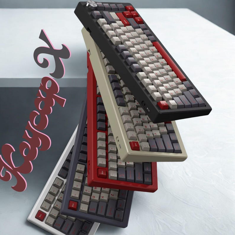 138-key Retro Dark Grey & Red Keycap Set – Double Shot PBT, Cherry ...