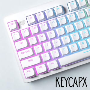 White Pudding Keycaps Set: RGB Shine Through, 117 Keys Pbt Backlit, ANSI ISO Mx Mechanical Keyboard Set