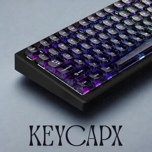 MDA profile clear PC keycaps side angle view