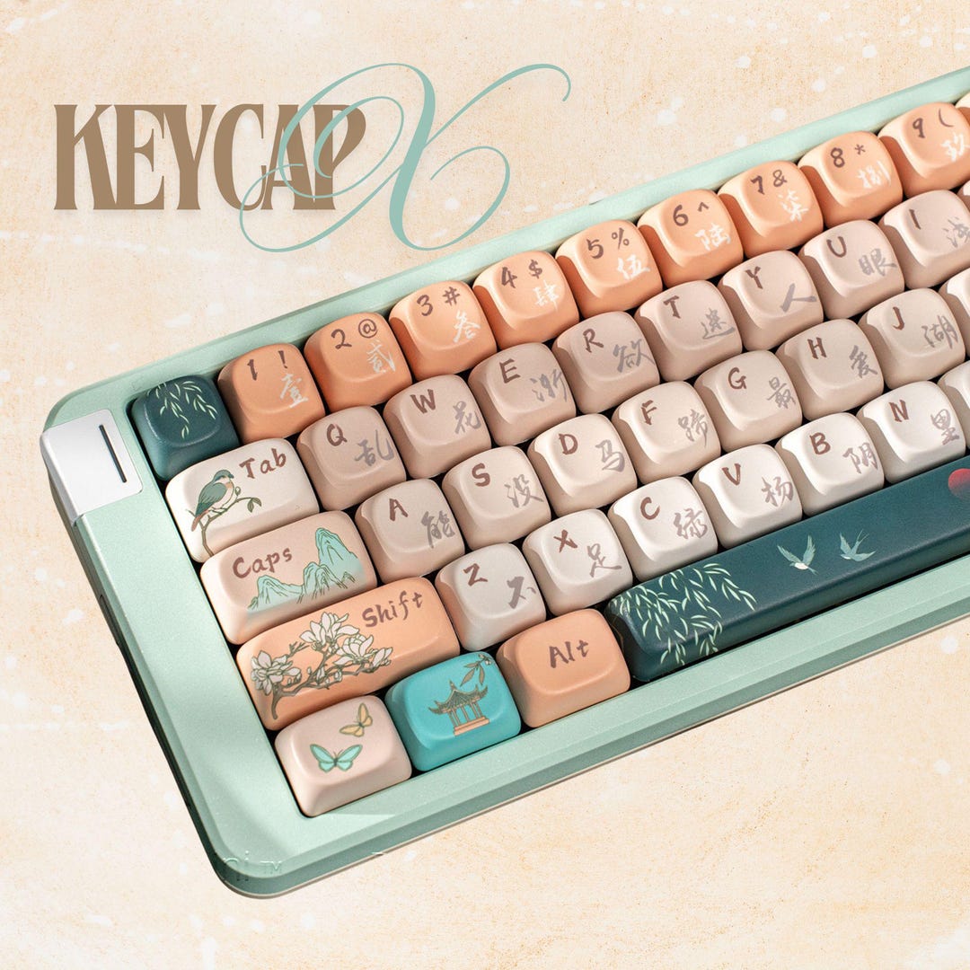 Bilingual Peach Mint Keycap Set: Chinese-inspired PBT MOA Profile - Etsy
