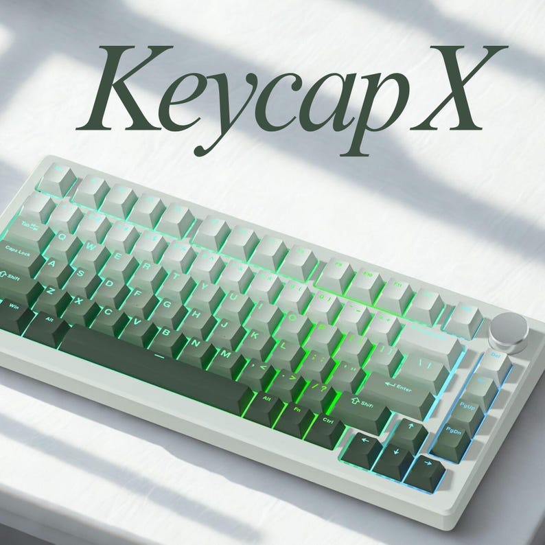 Juego de teclas verde degradado: 132 teclas PBT de doble inyección, teclas RGB brillantes, perfil Cherry para teclados mecánicos MX imagen 5