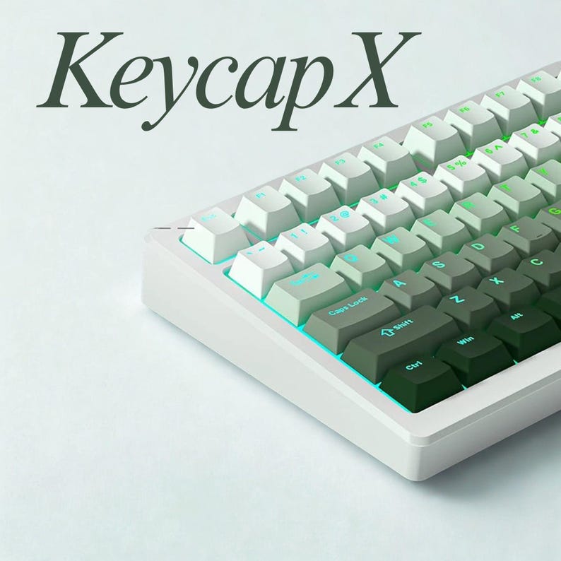Juego de teclas verde degradado: 132 teclas PBT de doble inyección, teclas RGB brillantes, perfil Cherry para teclados mecánicos MX imagen 4