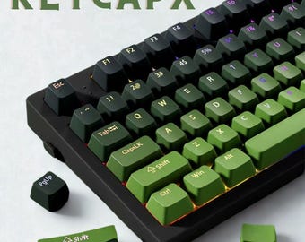 Green Keycap Set: 130 Keys RGB Shine-Through, Cherry Profile, Compatible with 60/65/75%/TKL/Full-Size MX Mechanical Keyboards