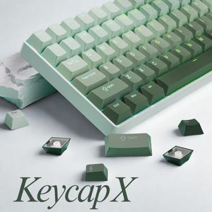 Set di tasti verdi sfumati – 132 tasti Double-Shot PBT, tasti RGB trasparenti, profilo Cherry per tastiere meccaniche MX