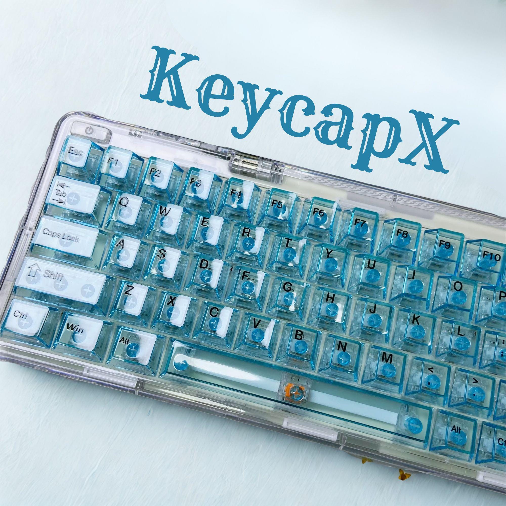 Blue Ice Transparent Keycap Set – Crystal Clear Cherry Profile PC ...