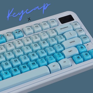 Blue Gradient Keycap Set: Cute Keycaps, PBT 5-Side Dye-Sub, MX Mechanical Keyboards, ansi iso keycaps