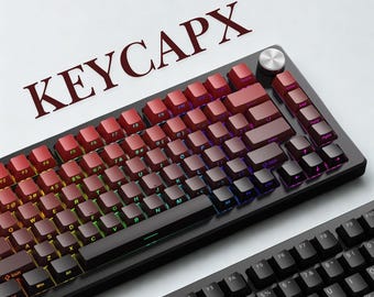 Red Black Gradient Keycaps Set – RGB Side/Top Print Backlit , OEM Profile, PBT Double Shot, Shine-Through for Mx Mechanical Keyboards