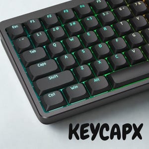 Conjunto de teclas PBT pretas finas e discretas – RGB brilhante, compatível com interruptores Cherry/Gateron MX, layouts EUA e Reino Unido