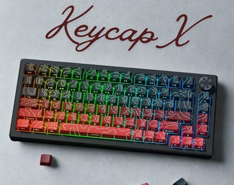 134-Key Black Red Side-Print Keycap Set Shine-Through RGB Cherry Profile PBT Double-Shot for MX Mechanical Keyboards