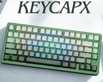 Gradient Green Keycap Set: Side-Print PBT, Cherry Profile, RGB Backlit Shine Through