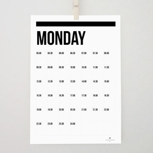 monday to sunday planner hourly planner weekly printable etsy