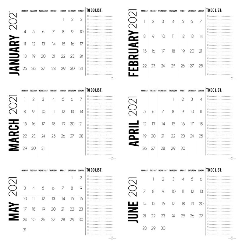 to do list 2021 printable calendar monthly calendar etsy