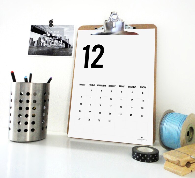 2020 Just Numbers Calendar Printable Calendar Etsy