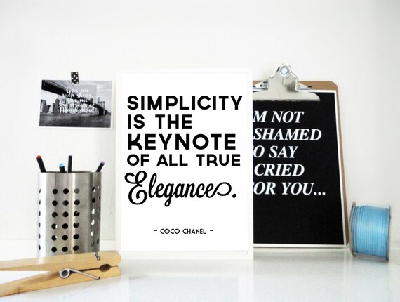 Einfachheit Coco Chanel Zitat Einfachheit Zitat Chanel Print Etsy