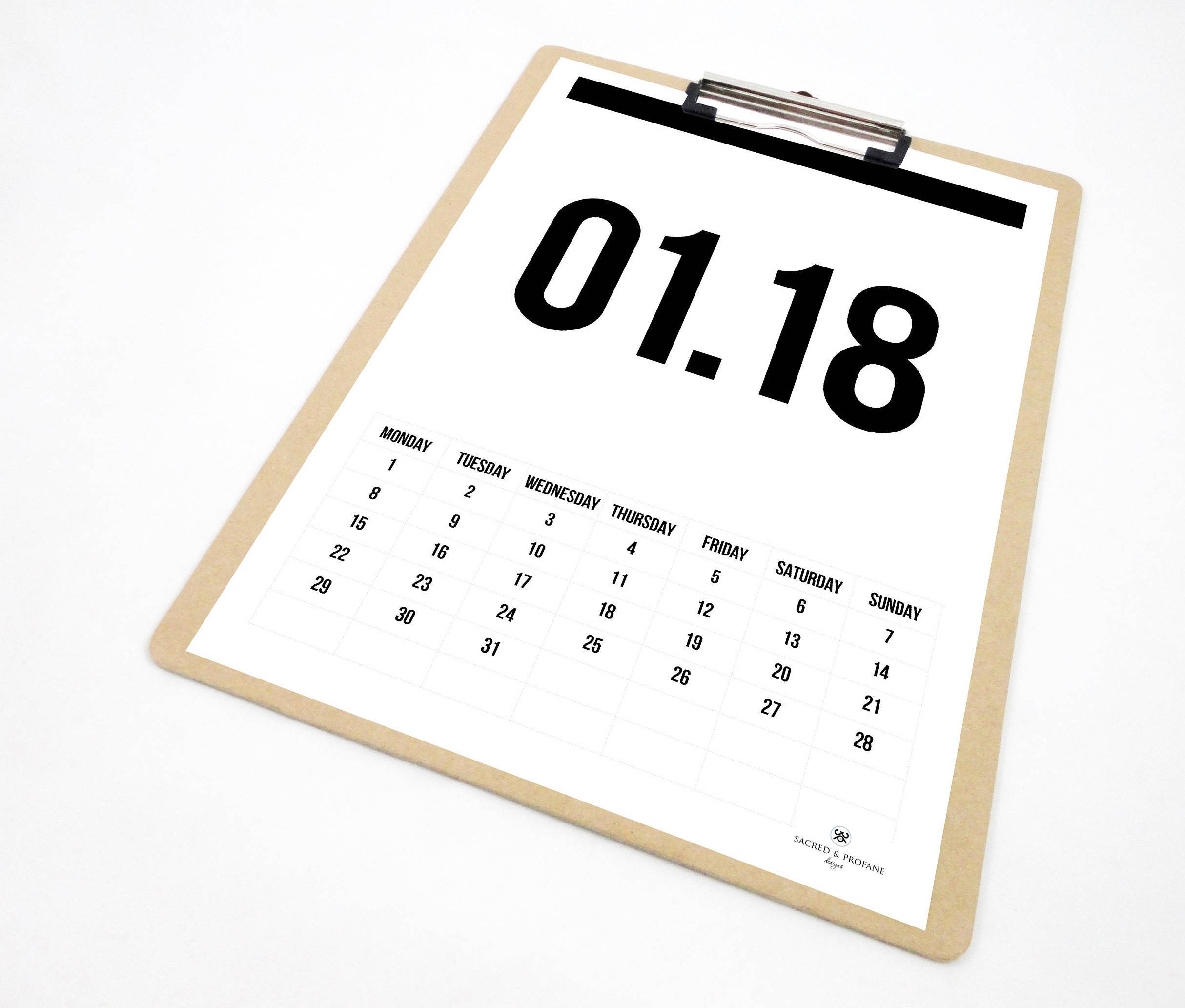 all numbers printable calendar 2018 calendar monthly etsy