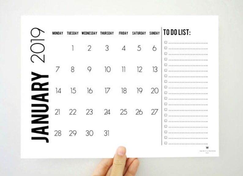 To Do List 2019 Printable Calendar Monthly Calendar | Etsy To Do List 2019 Printable Calendar Monthly Calendar | Etsy