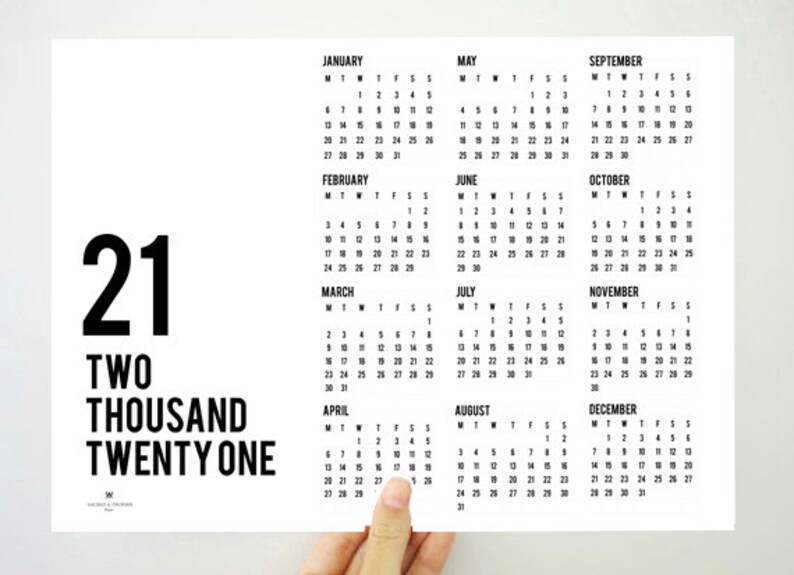 21 Yearly Printable Calendar 2021 Calendar Etsy
