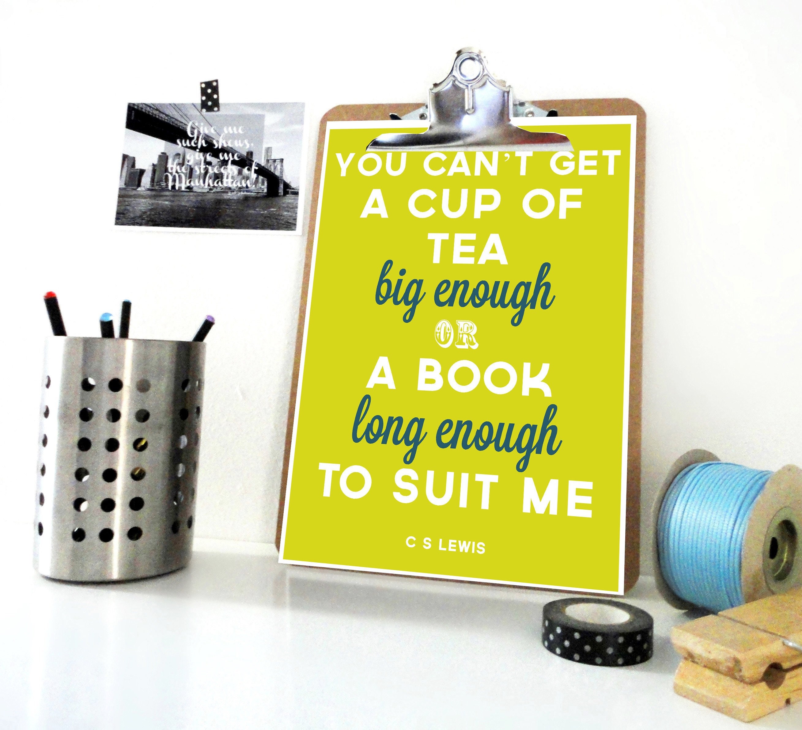 Book Art Print A Cup of Tea Big Enough Quote Print Book Etsy