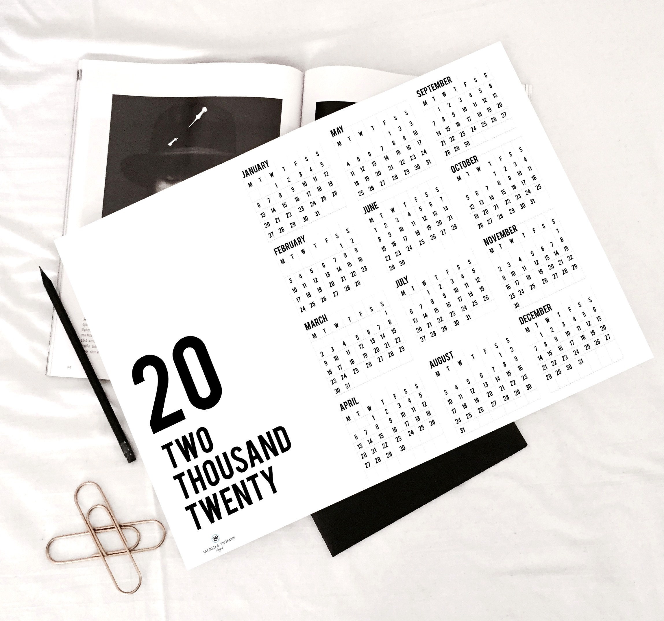 20 Yearly Printable Calendar 2020 Calendar | Etsy
