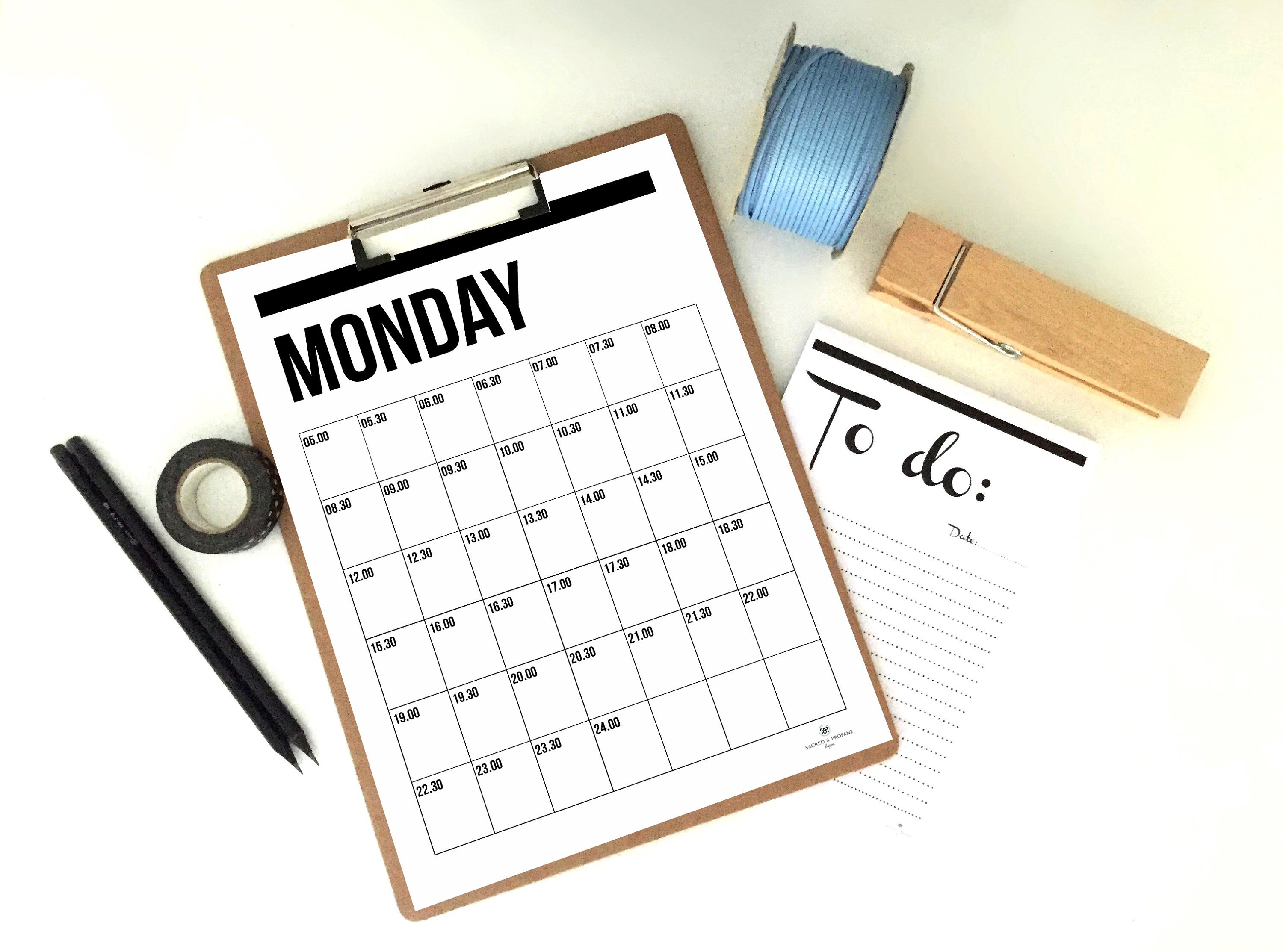 monday to sunday planner hourly planner weekly printable etsy