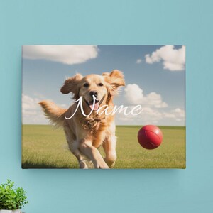 Canvas Art Wraps, Personalized Dog Wall Art, Customizable Pet Portrait, Playful Puppy Decor, Dog Lover Gift, Pet Memorial Canvas, Animal