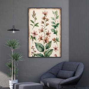 Lámina botánica vintage - Ilustración científica para pared - Estilo herbario imprimible - PDF - Decoración floral - Descarga instantánea