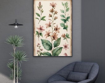 Vintage Botanical Flower Print - Naukowa ilustracja ścienna - Wydrukuj styl zielnika - PDF - Dekoracja kwiatowa - Natychmiastowe pobranie